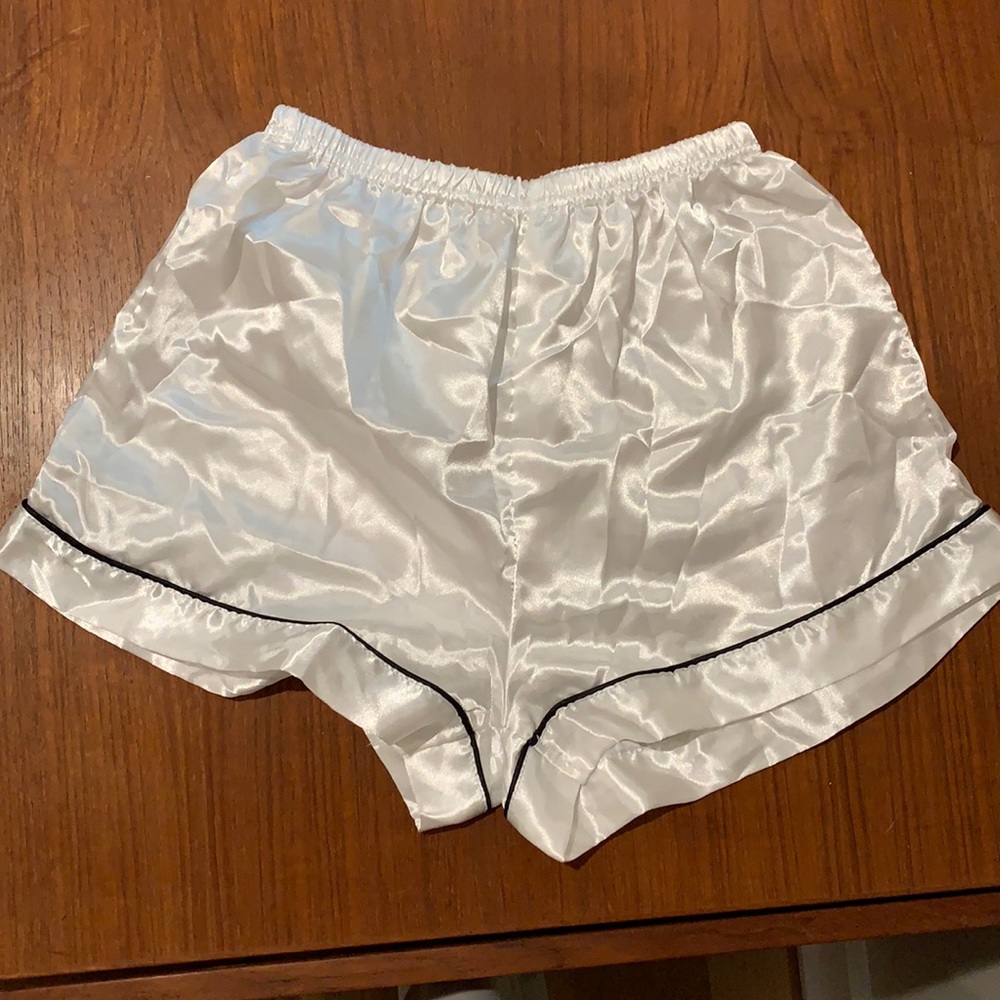 White Satin Silk-Like Pajama Set - Picture 2 of 3